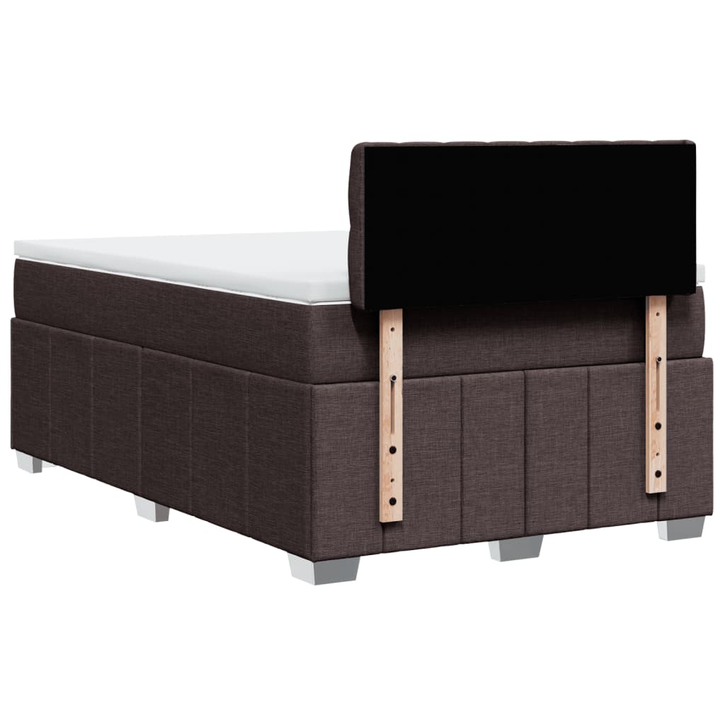 vidaXL Κρεβάτι Boxspring με Στρώμα Σκούρο Καφέ 120x200 εκ. Υφασμάτινο
