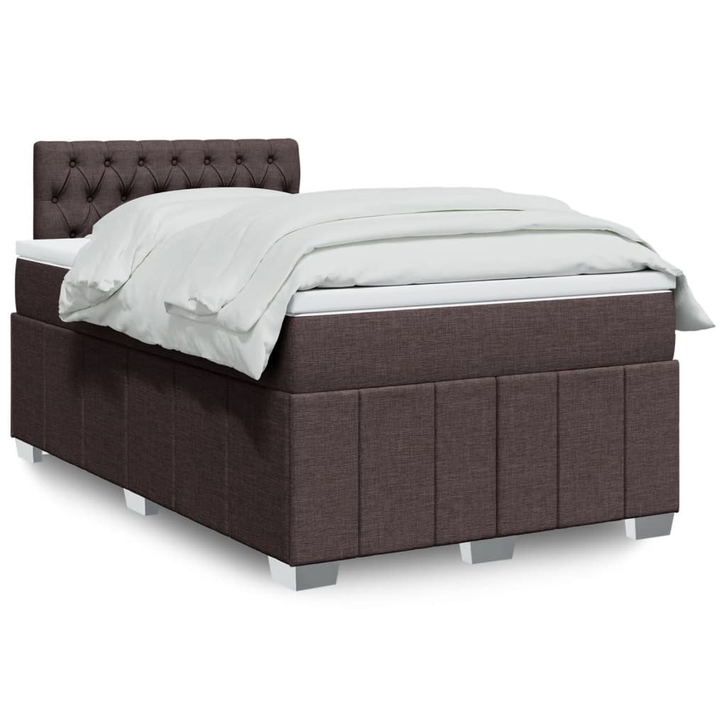 vidaXL Κρεβάτι Boxspring με Στρώμα Σκούρο Καφέ 120x200 εκ. Υφασμάτινο