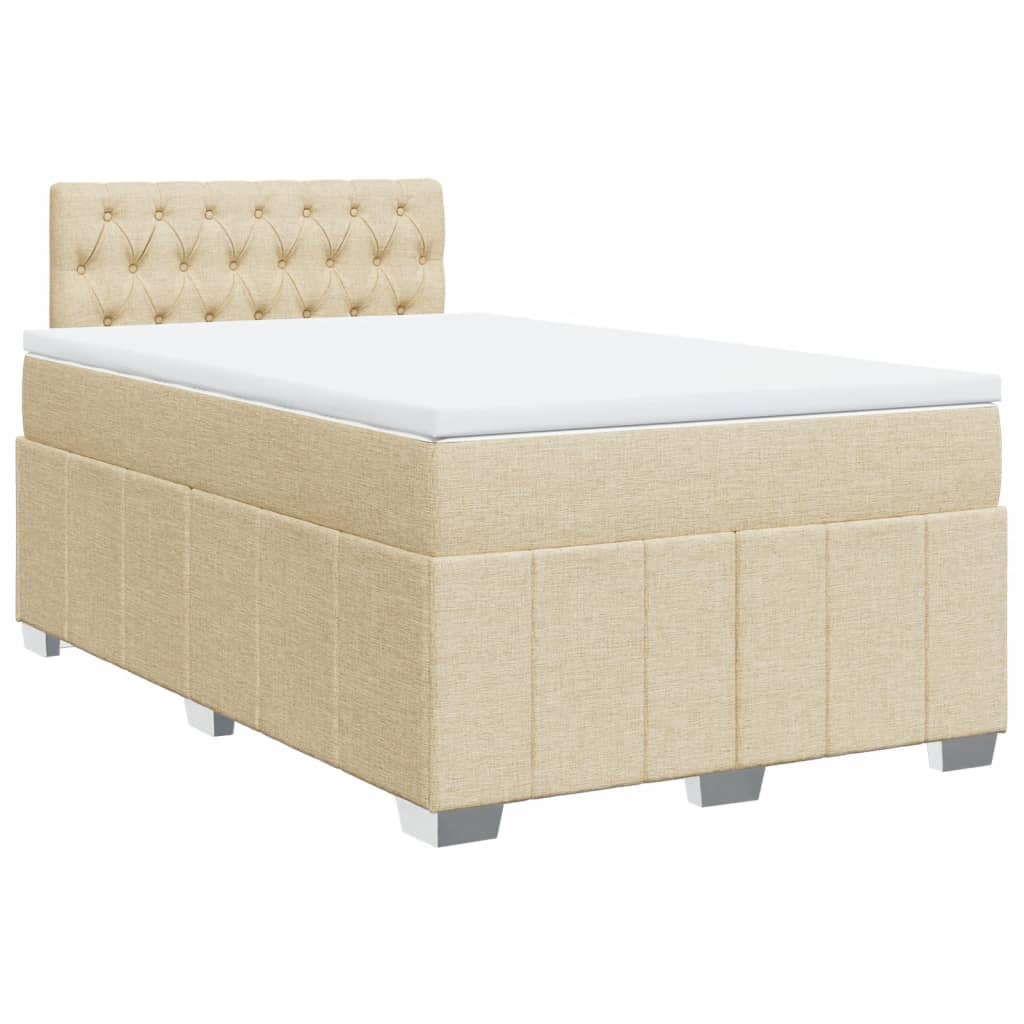 vidaXL Κρεβάτι Boxspring με Στρώμα Κρεμ 120x200 εκ. Υφασμάτινο