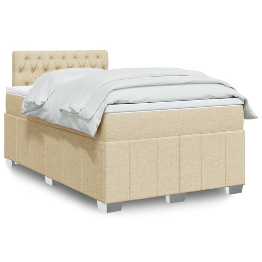 vidaXL Κρεβάτι Boxspring με Στρώμα Κρεμ 120x200 εκ. Υφασμάτινο