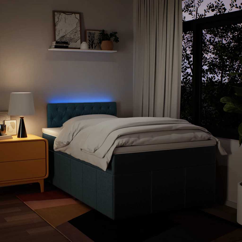vidaXL Κρεβάτι Boxspring με Στρώμα Μπλε 120x200 εκ. Υφασμάτινο