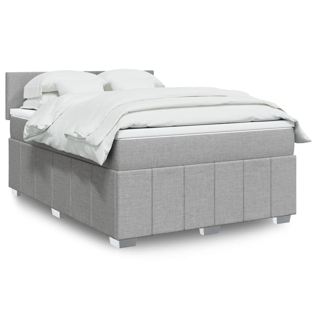vidaXL Κρεβάτι Boxspring με Στρώμα Ανοιχτό Γκρι 140x190 εκ. Υφασμάτινο