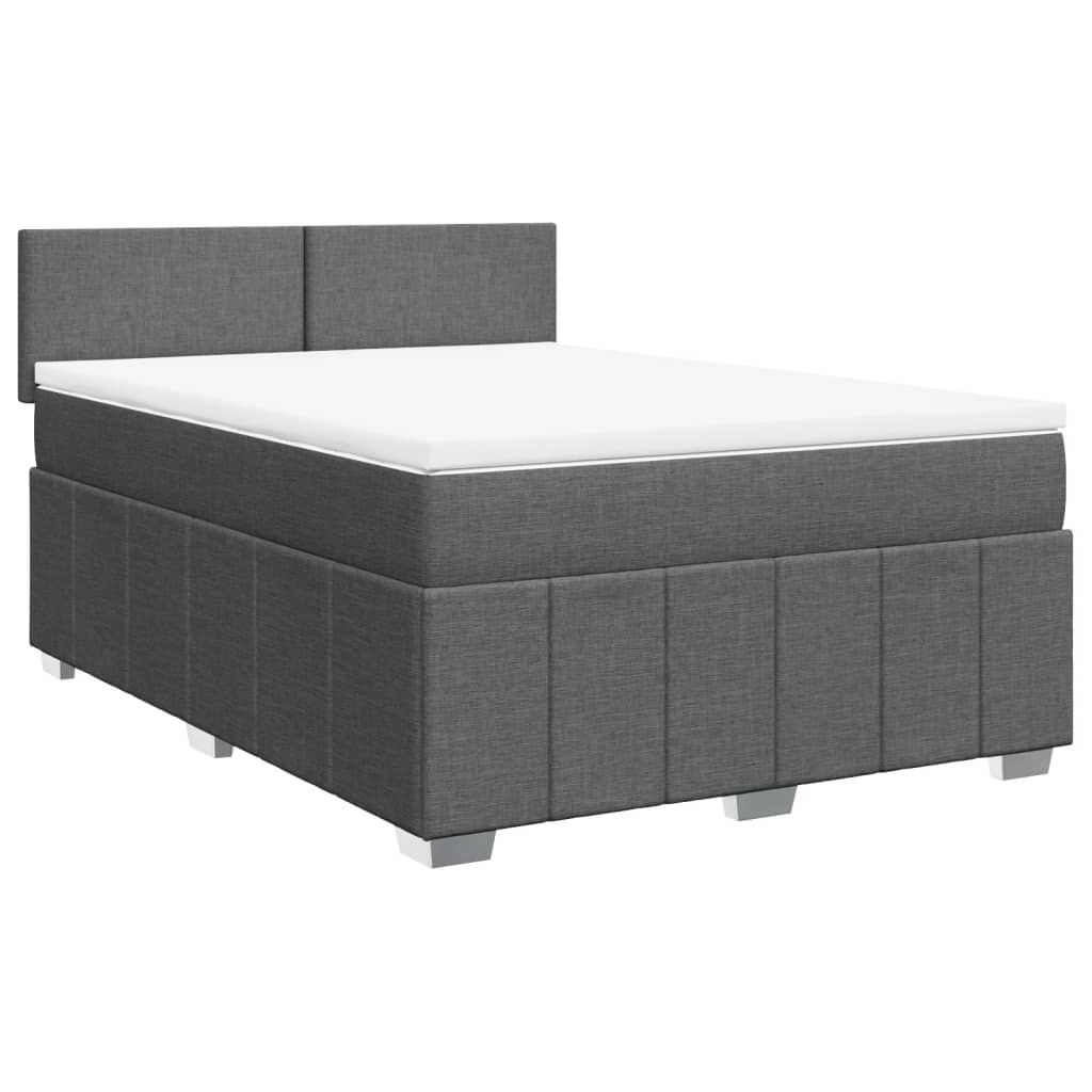 vidaXL Κρεβάτι Boxspring με Στρώμα Σκούρο Γκρι 140x190 εκ. Υφασμάτινο
