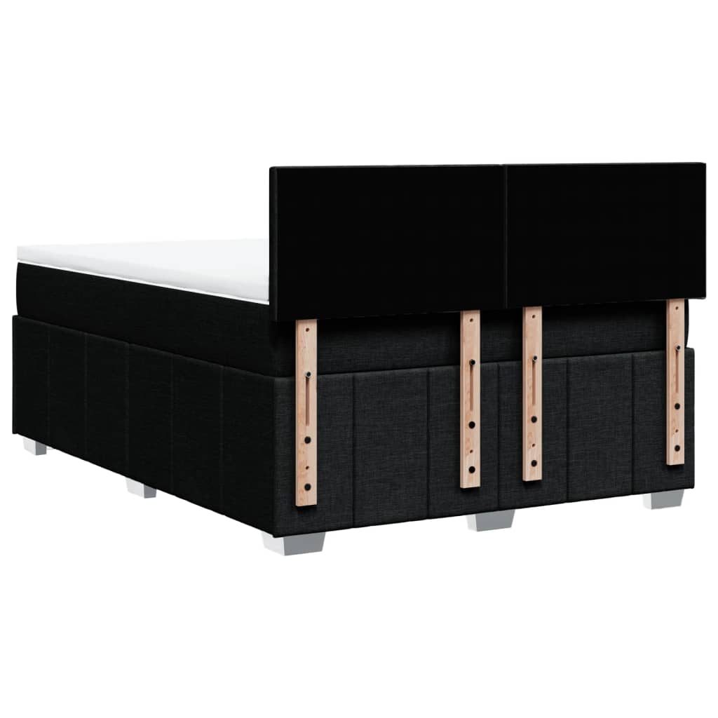vidaXL Κρεβάτι Boxspring με Στρώμα Μαύρο 140x190 εκ. Υφασμάτινο