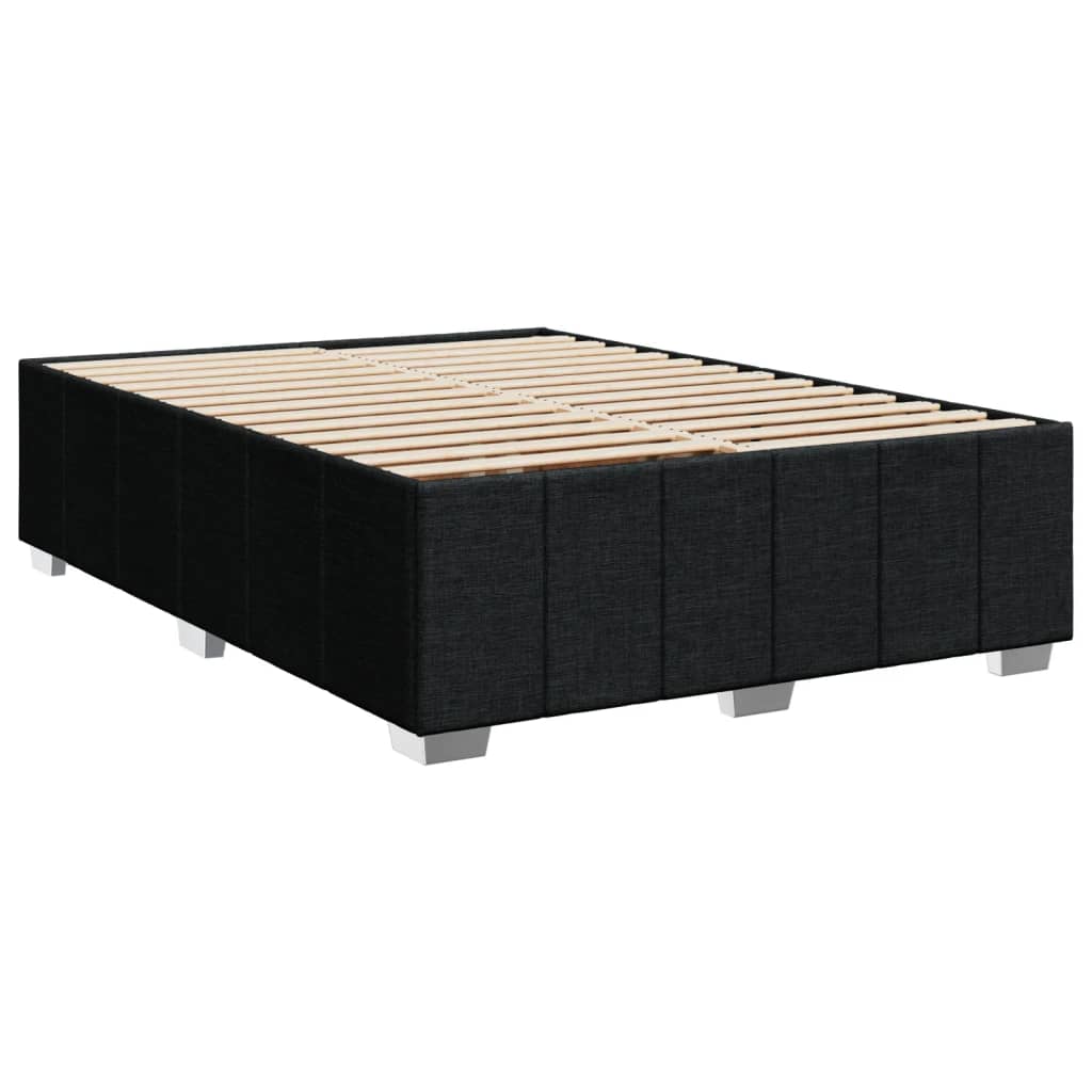 vidaXL Κρεβάτι Boxspring με Στρώμα Μαύρο 140x190 εκ. Υφασμάτινο