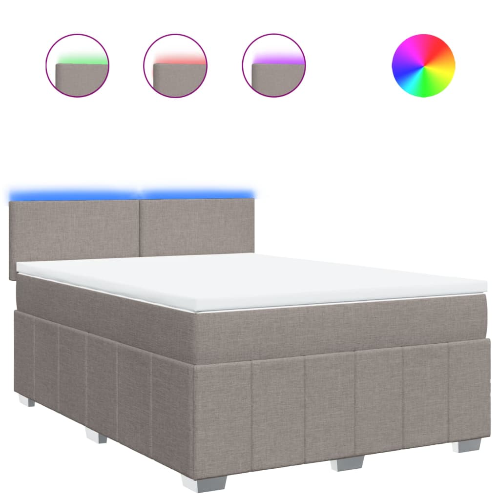 vidaXL Κρεβάτι Boxspring με Στρώμα Taupe 140x190 εκ. Υφασμάτινο