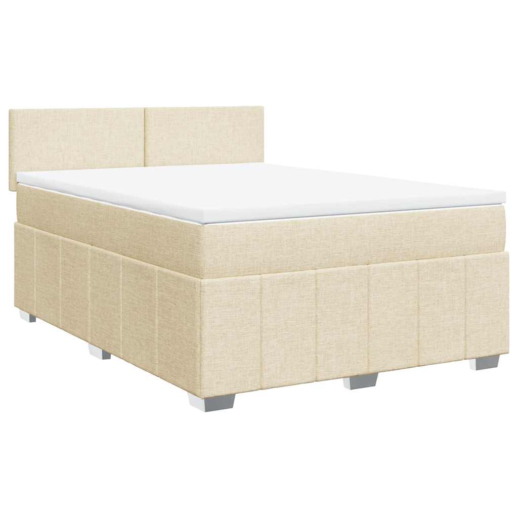 vidaXL Κρεβάτι Boxspring με Στρώμα Κρεμ 140x190 εκ. Υφασμάτινο