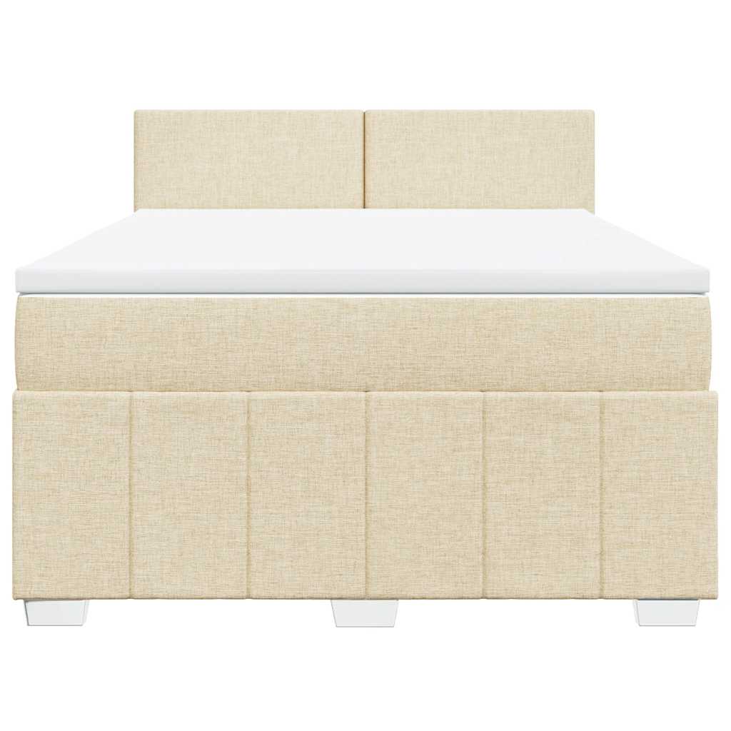 vidaXL Κρεβάτι Boxspring με Στρώμα Κρεμ 140x190 εκ. Υφασμάτινο