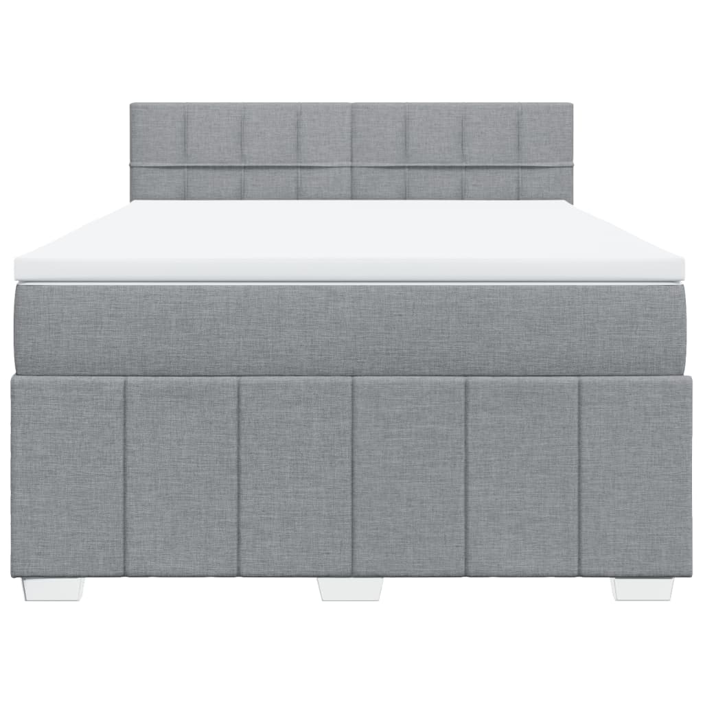 vidaXL Κρεβάτι Boxspring με Στρώμα Ανοιχτό Γκρι 140x190 εκ. Υφασμάτινο