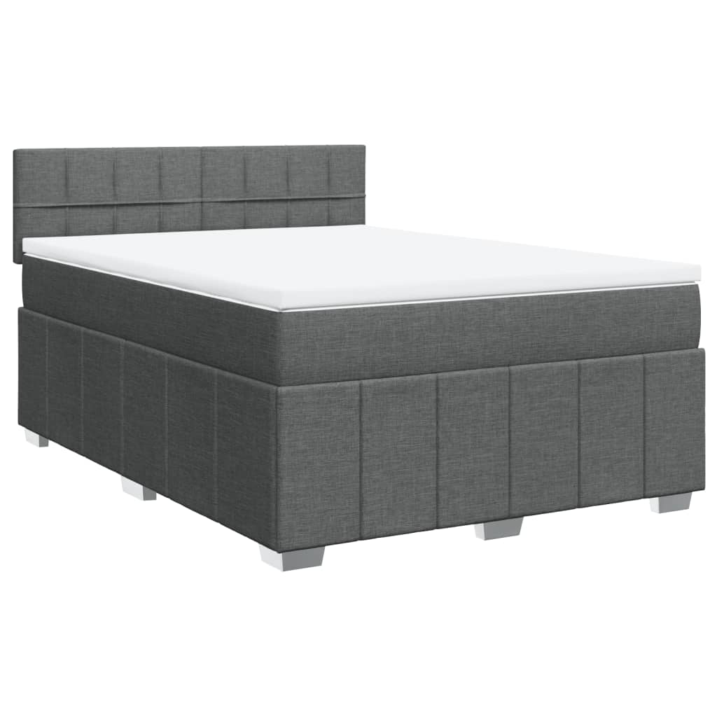 vidaXL Κρεβάτι Boxspring με Στρώμα Σκούρο Γκρι 140x190 εκ. Υφασμάτινο
