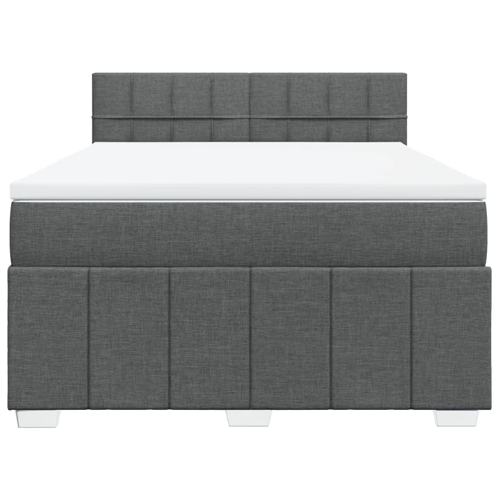 vidaXL Κρεβάτι Boxspring με Στρώμα Σκούρο Γκρι 140x190 εκ. Υφασμάτινο