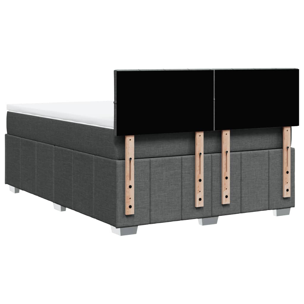 vidaXL Κρεβάτι Boxspring με Στρώμα Σκούρο Γκρι 140x190 εκ. Υφασμάτινο