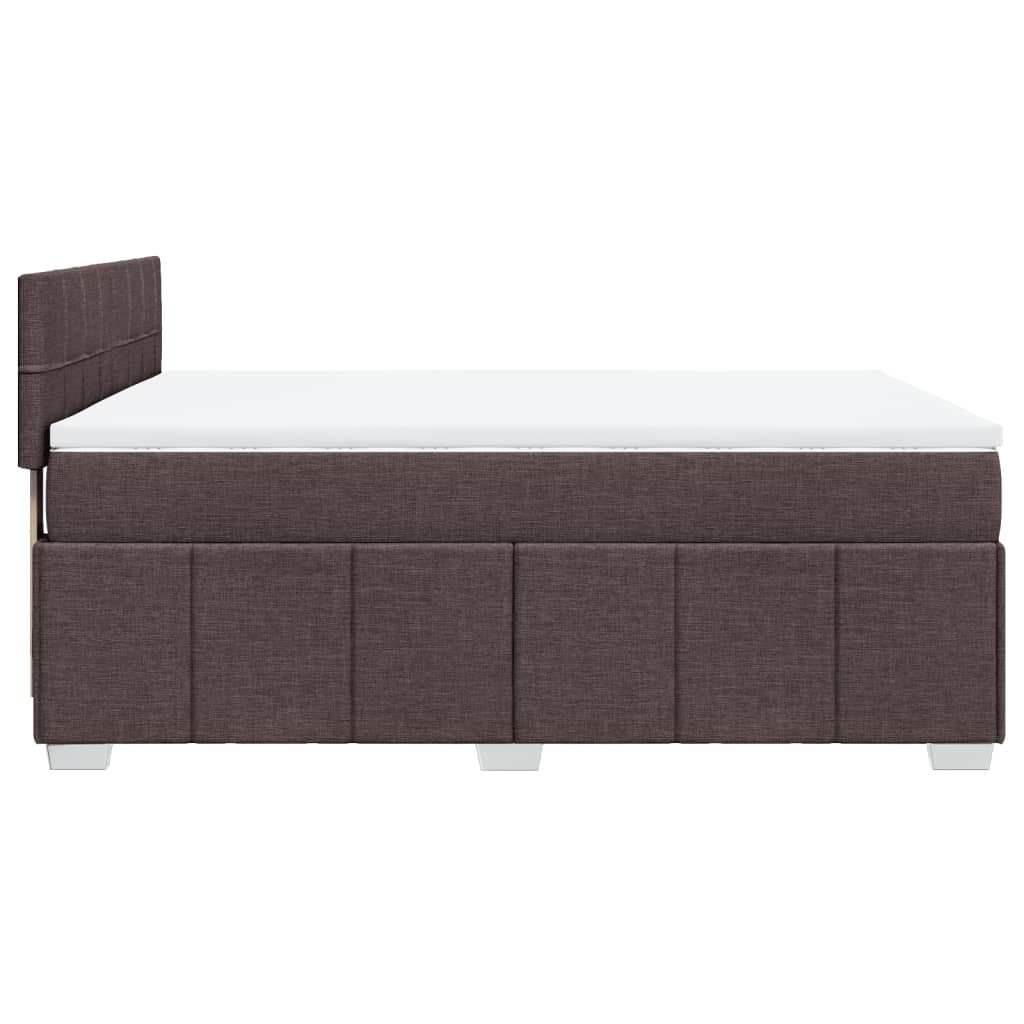 vidaXL Κρεβάτι Boxspring με Στρώμα Σκούρο Καφέ 140x190 εκ. Υφασμάτινο