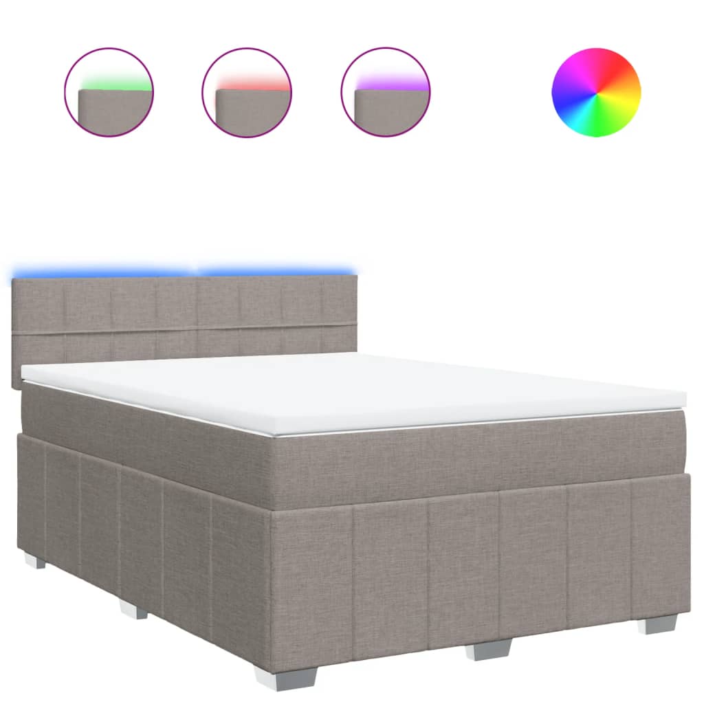 vidaXL Κρεβάτι Boxspring με Στρώμα Taupe 140x190 εκ. Υφασμάτινο