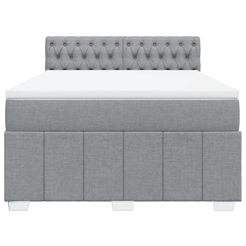 vidaXL Κρεβάτι Boxspring με Στρώμα Ανοιχτό Γκρι 140x190 εκ. Υφασμάτινο