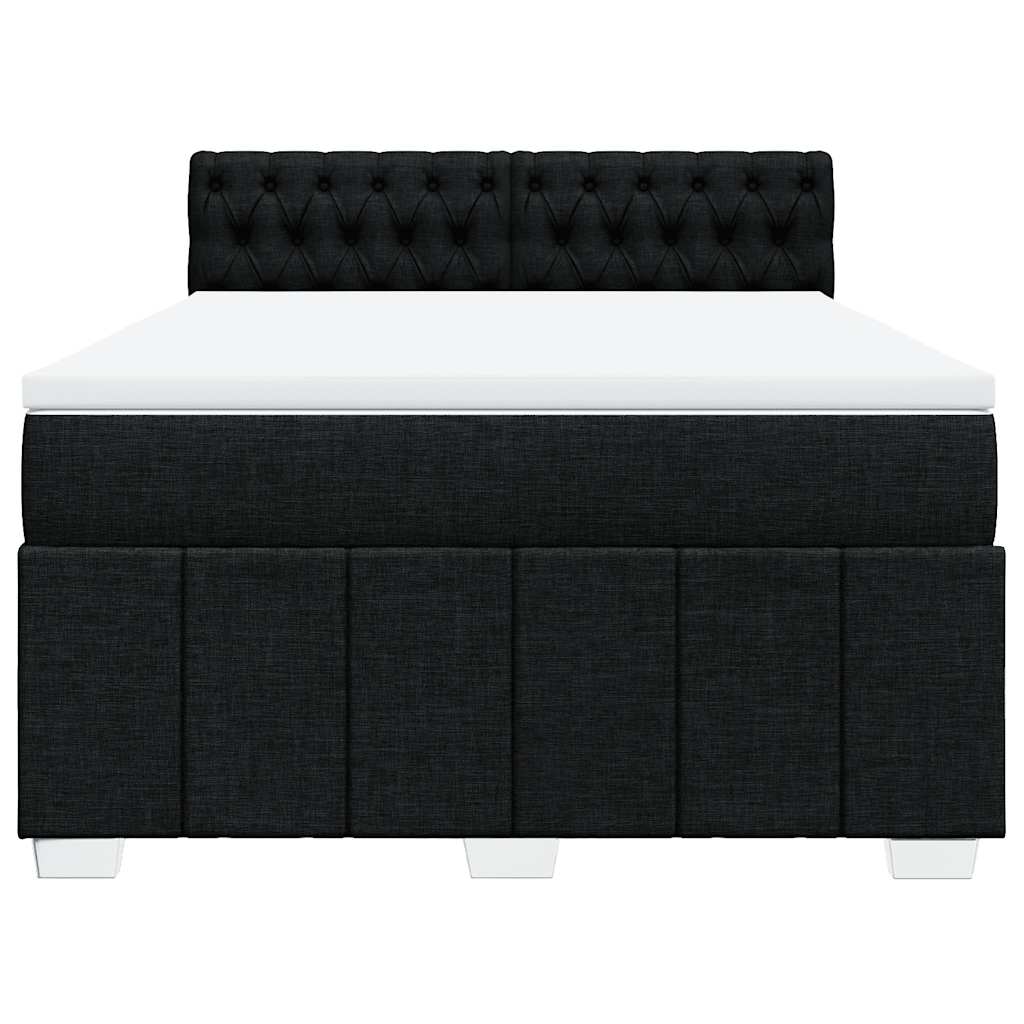 vidaXL Κρεβάτι Boxspring με Στρώμα Μαύρο 140x190 εκ. Υφασμάτινο