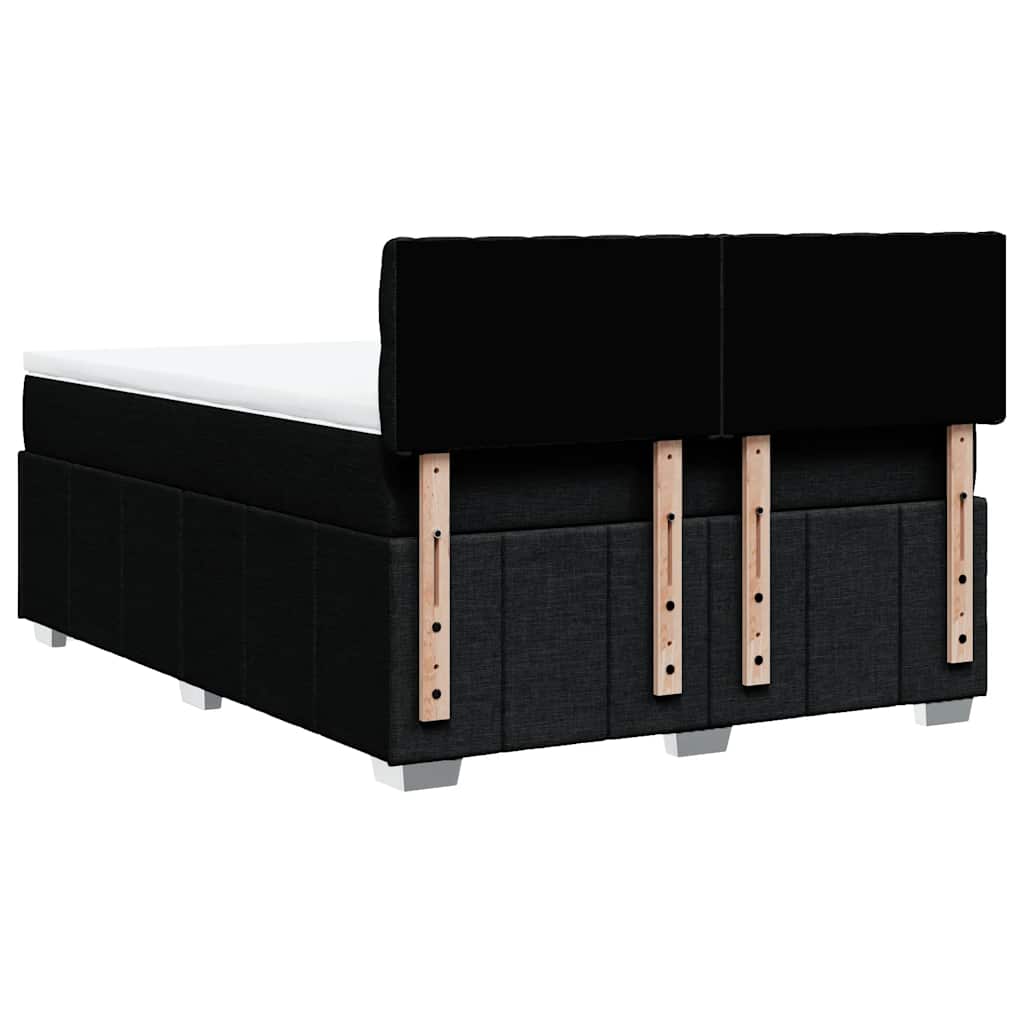 vidaXL Κρεβάτι Boxspring με Στρώμα Μαύρο 140x190 εκ. Υφασμάτινο