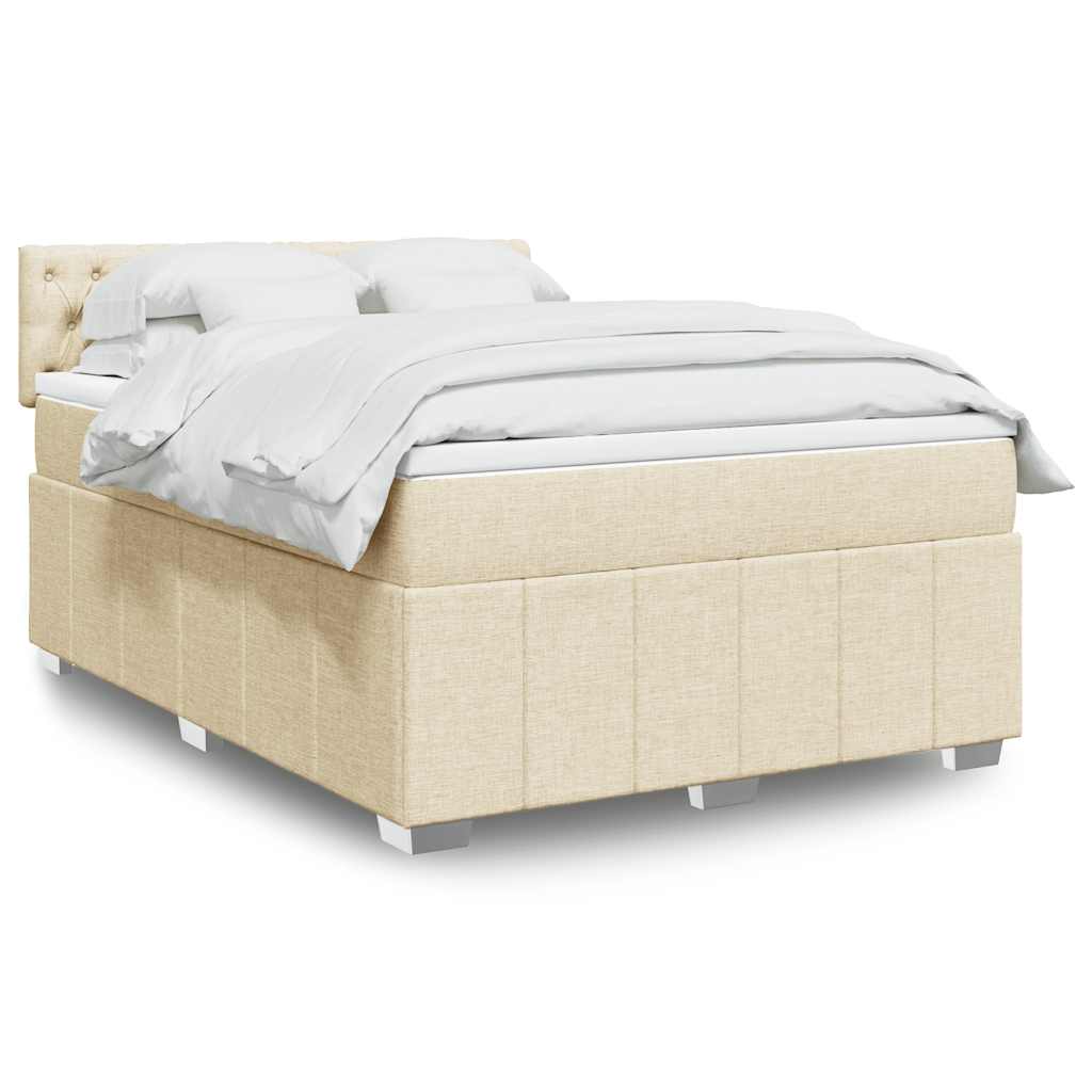 vidaXL Κρεβάτι Boxspring με Στρώμα Κρεμ 140x190 εκ. Υφασμάτινο