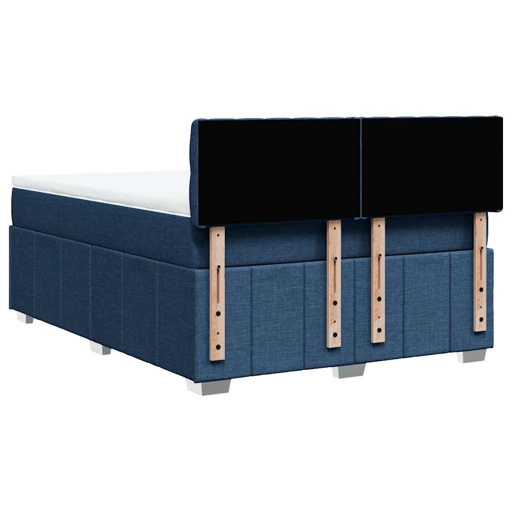 vidaXL Κρεβάτι Boxspring με Στρώμα Μπλε 140x190 εκ. Υφασμάτινο