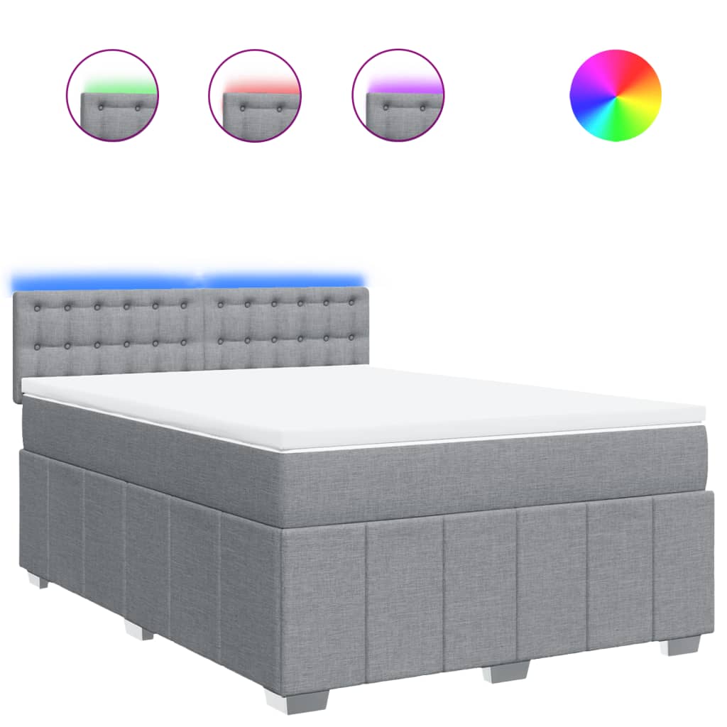 vidaXL Κρεβάτι Boxspring με Στρώμα Ανοιχτό Γκρι 140x190 εκ. Υφασμάτινο