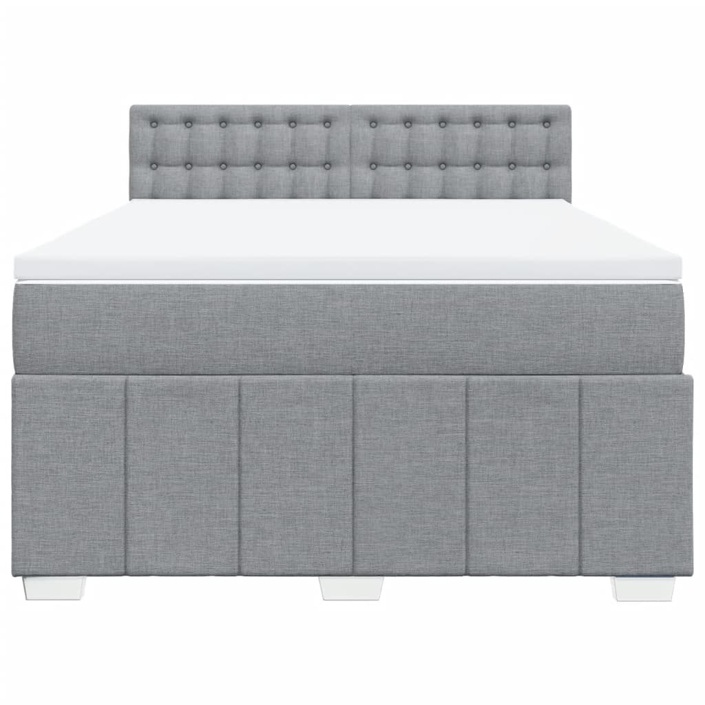 vidaXL Κρεβάτι Boxspring με Στρώμα Ανοιχτό Γκρι 140x190 εκ. Υφασμάτινο