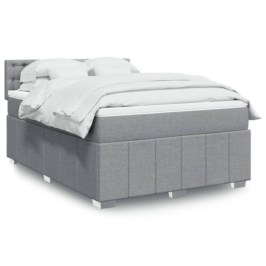 vidaXL Κρεβάτι Boxspring με Στρώμα Ανοιχτό Γκρι 140x190 εκ. Υφασμάτινο