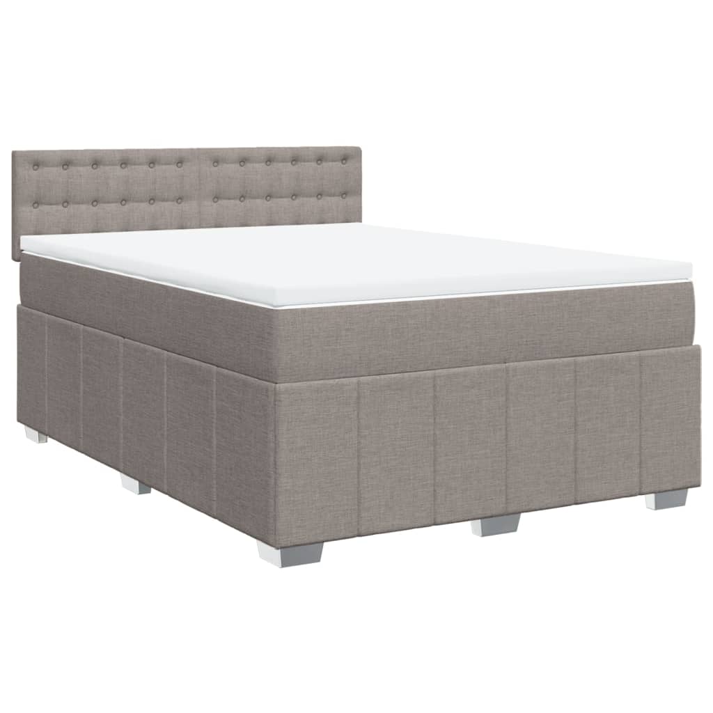 vidaXL Κρεβάτι Boxspring με Στρώμα Taupe 140x190 εκ. Υφασμάτινο
