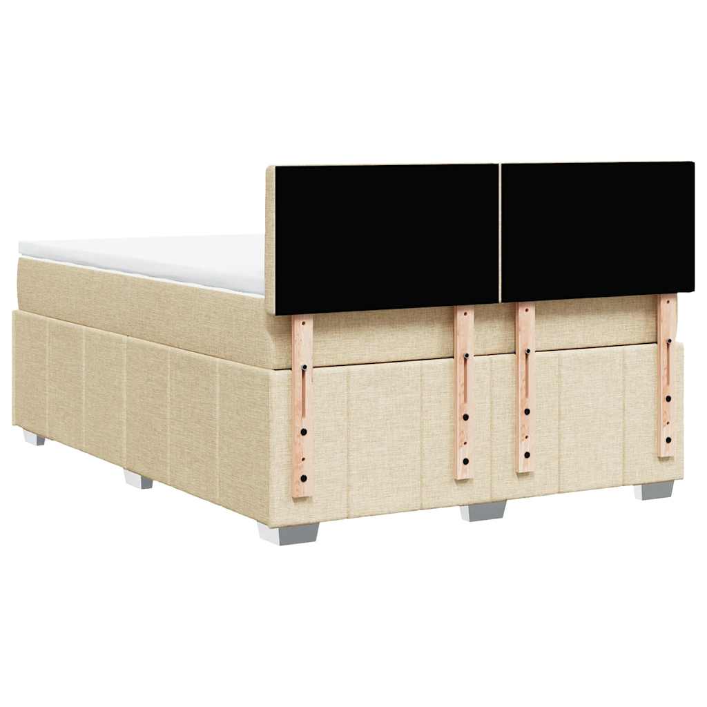 vidaXL Κρεβάτι Boxspring με Στρώμα Κρεμ 140x190 εκ. Υφασμάτινο