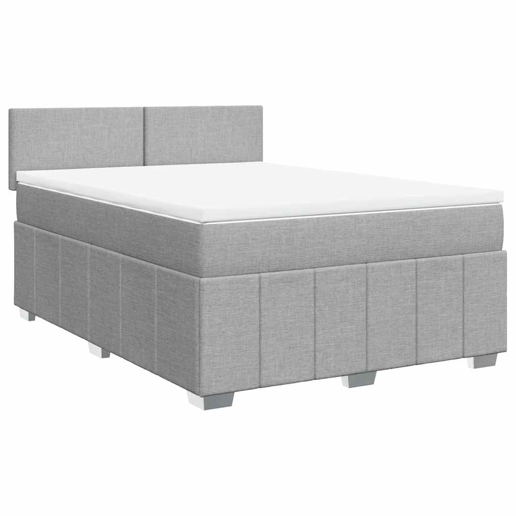 vidaXL Κρεβάτι Boxspring με Στρώμα Ανοιχτό Γκρι 140x200 εκ. Υφασμάτινο