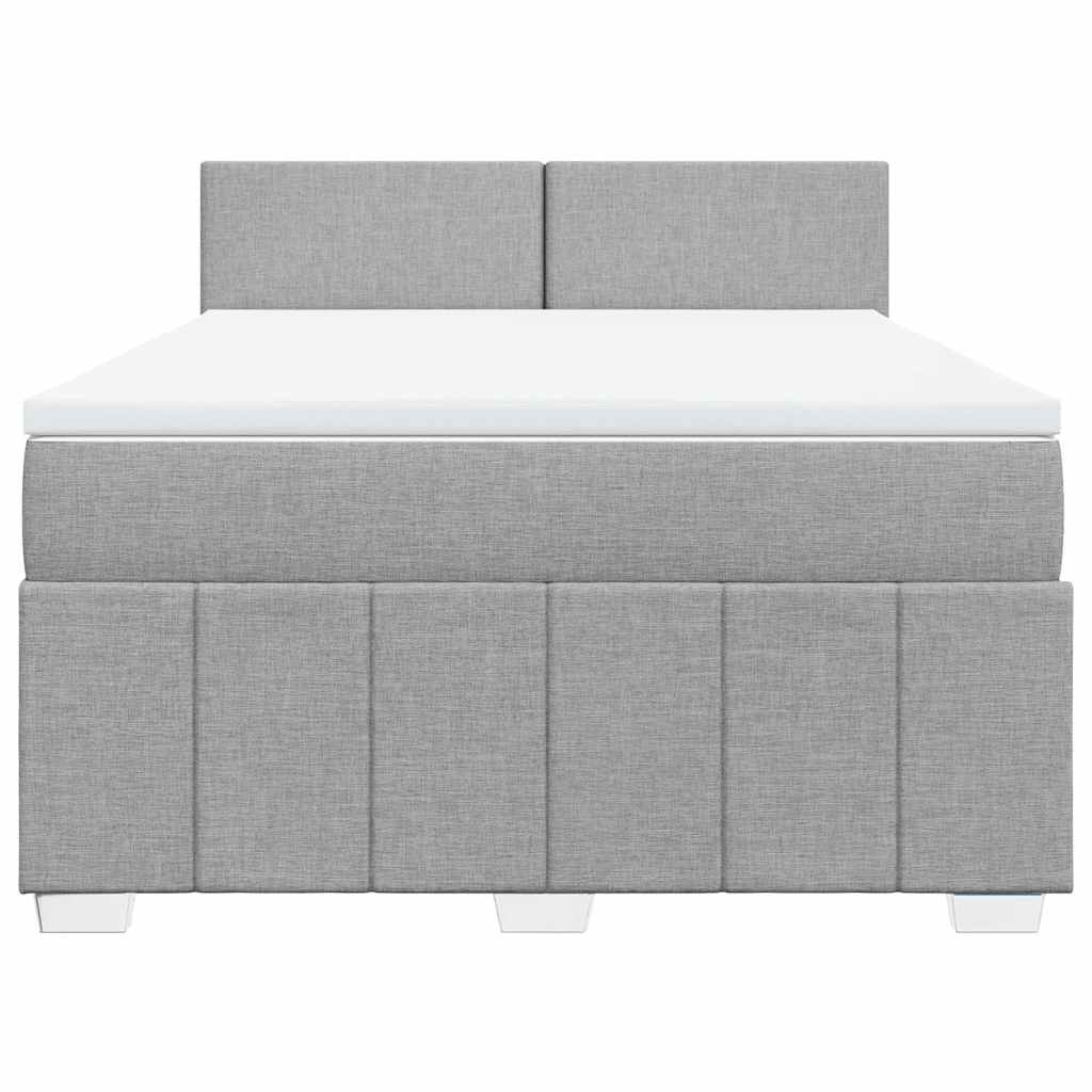 vidaXL Κρεβάτι Boxspring με Στρώμα Ανοιχτό Γκρι 140x200 εκ. Υφασμάτινο