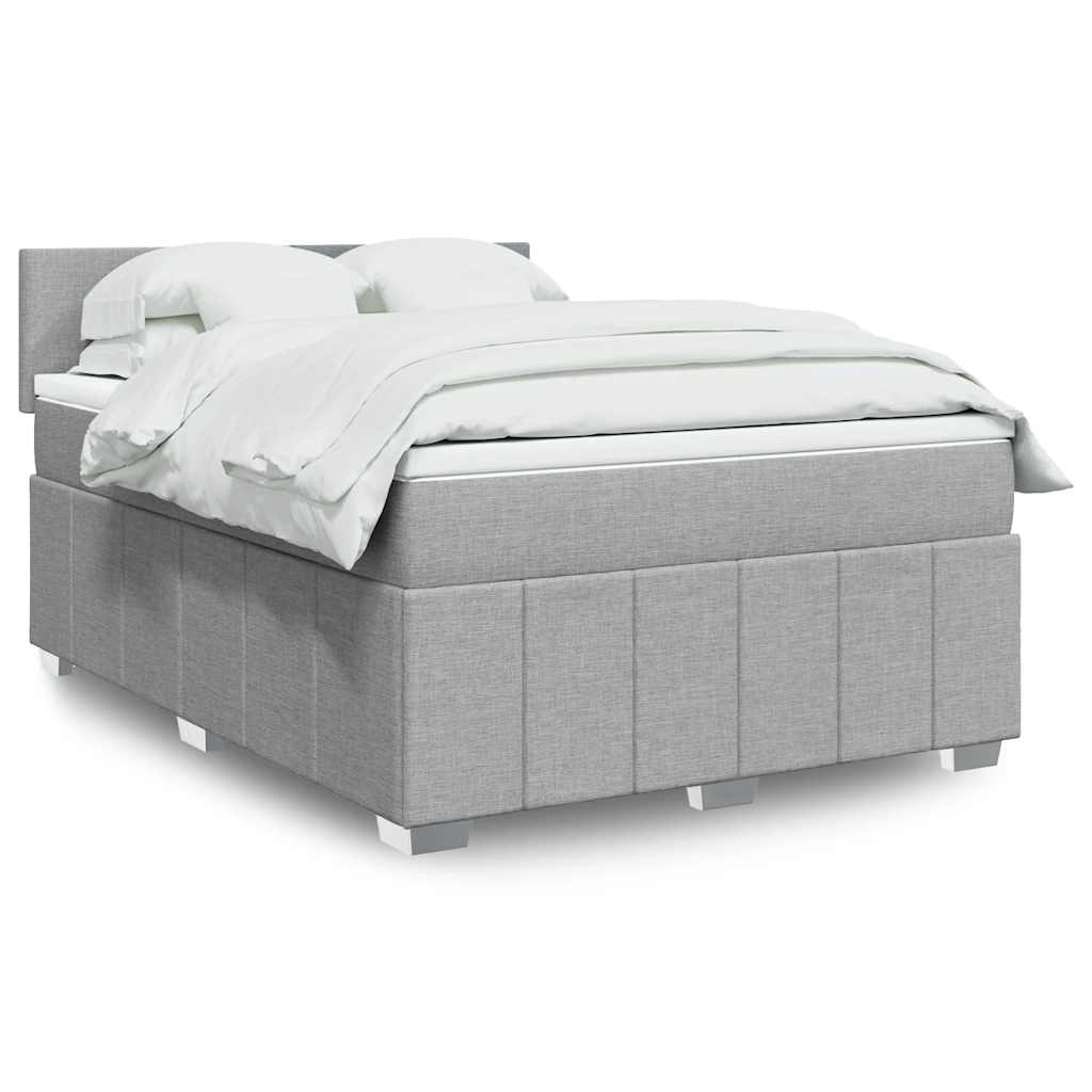 vidaXL Κρεβάτι Boxspring με Στρώμα Ανοιχτό Γκρι 140x200 εκ. Υφασμάτινο