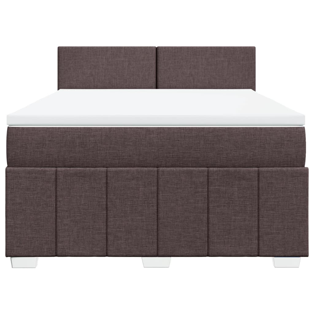 vidaXL Κρεβάτι Boxspring με Στρώμα Σκούρο Καφέ 140x200 εκ Υφασμάτινο