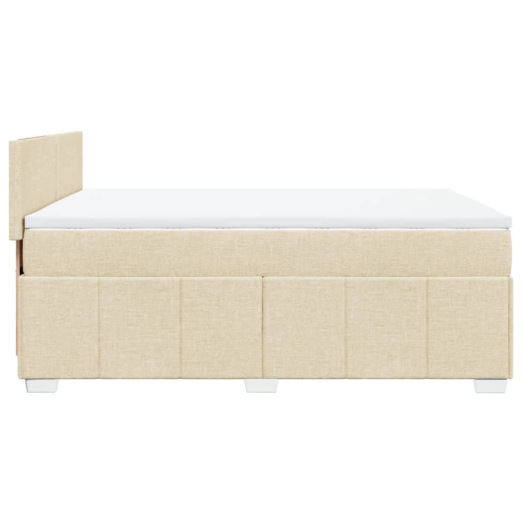 vidaXL Κρεβάτι Boxspring με Στρώμα Κρεμ 140x200 εκ. Υφασμάτινο