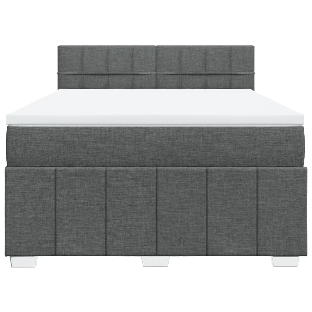 vidaXL Κρεβάτι Boxspring με Στρώμα Σκούρο Γκρι 140x200 εκ Υφασμάτινο