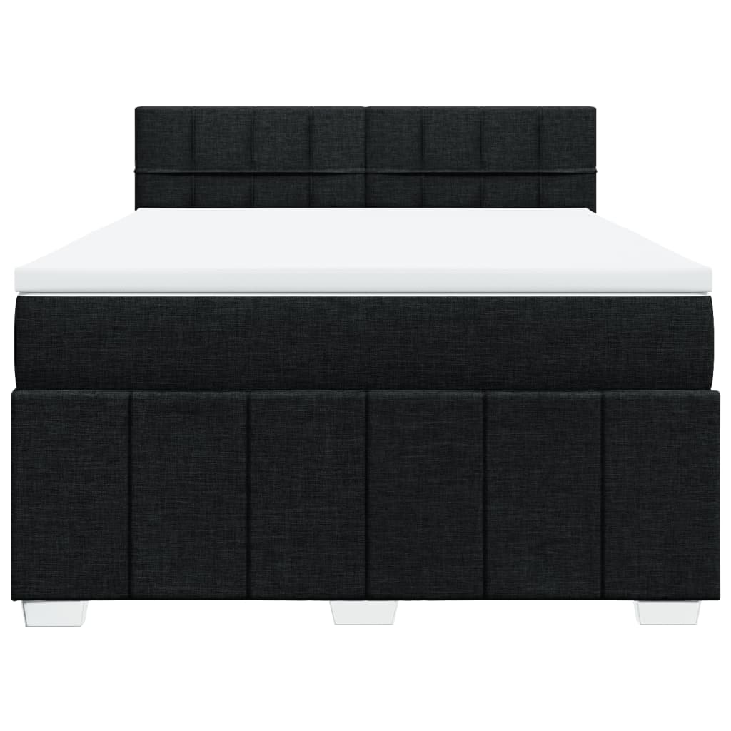vidaXL Κρεβάτι Boxspring με Στρώμα Μαύρο 140x200 εκ. Υφασμάτινο