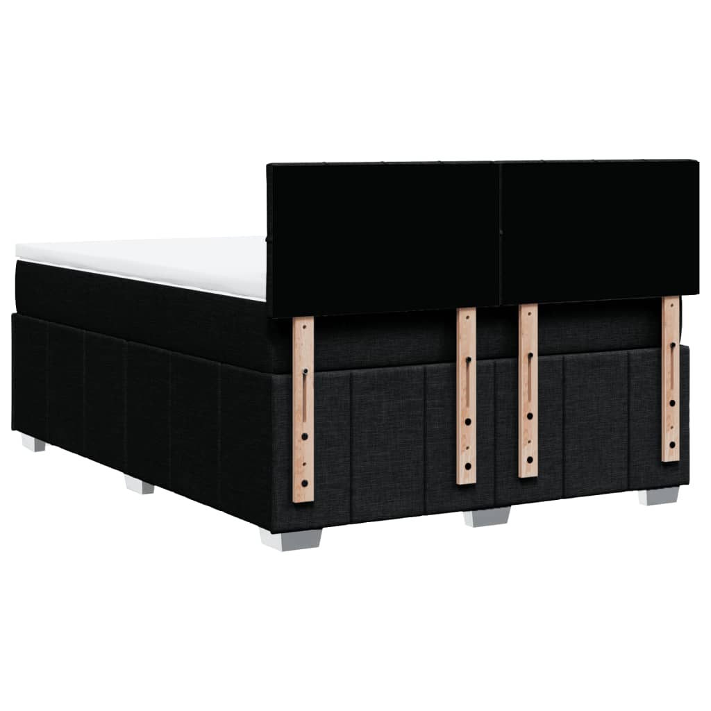vidaXL Κρεβάτι Boxspring με Στρώμα Μαύρο 140x200 εκ. Υφασμάτινο
