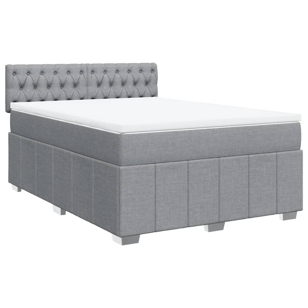 vidaXL Κρεβάτι Boxspring με Στρώμα Ανοιχτό Γκρι 140x200 εκ. Υφασμάτινο