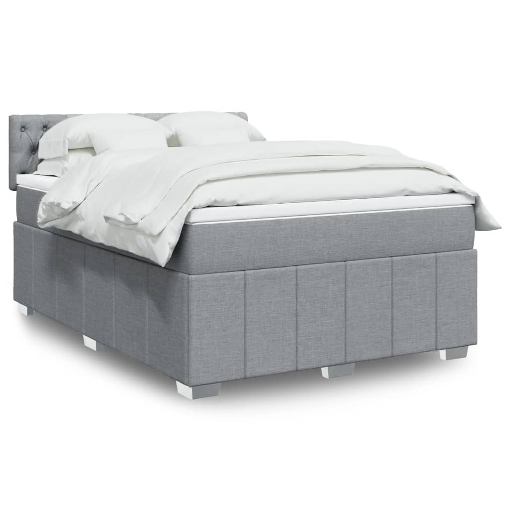 vidaXL Κρεβάτι Boxspring με Στρώμα Ανοιχτό Γκρι 140x200 εκ. Υφασμάτινο