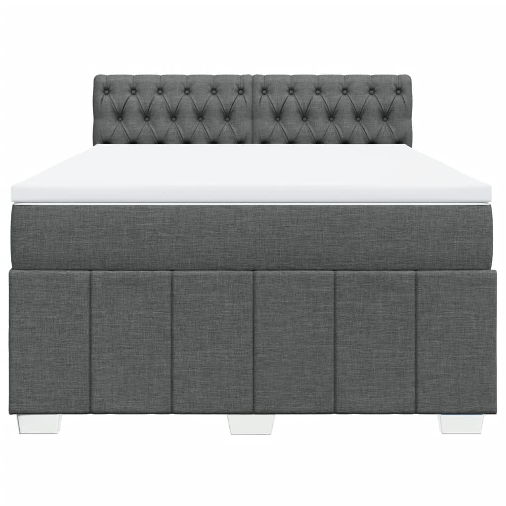 vidaXL Κρεβάτι Boxspring με Στρώμα Σκούρο Γκρι 140x200 εκ Υφασμάτινο