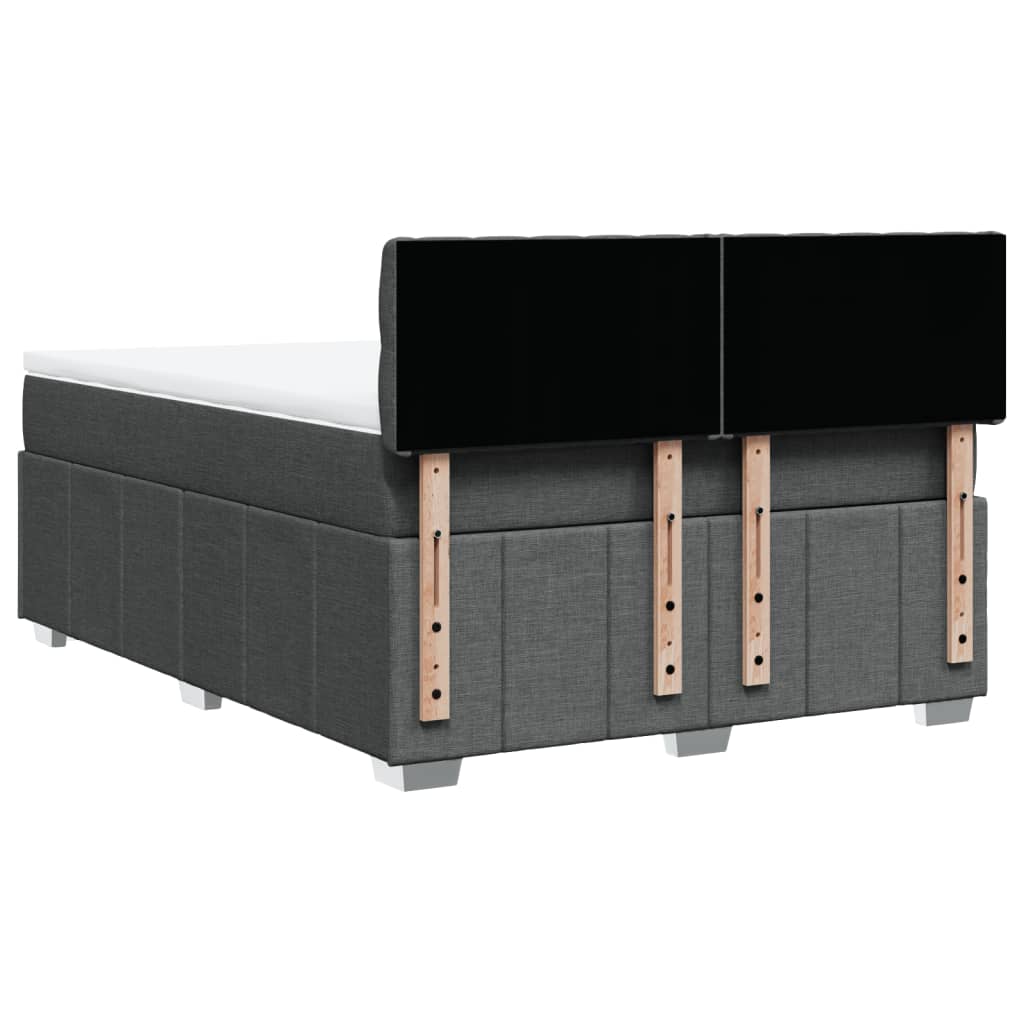 vidaXL Κρεβάτι Boxspring με Στρώμα Σκούρο Γκρι 140x200 εκ Υφασμάτινο