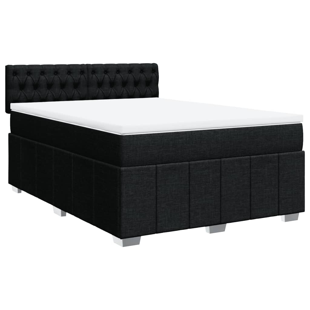 vidaXL Κρεβάτι Boxspring με Στρώμα Μαύρο 140x200 εκ. Υφασμάτινο