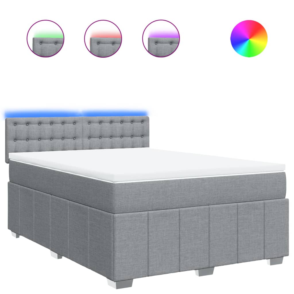 vidaXL Κρεβάτι Boxspring με Στρώμα Ανοιχτό Γκρι 140x200 εκ. Υφασμάτινο