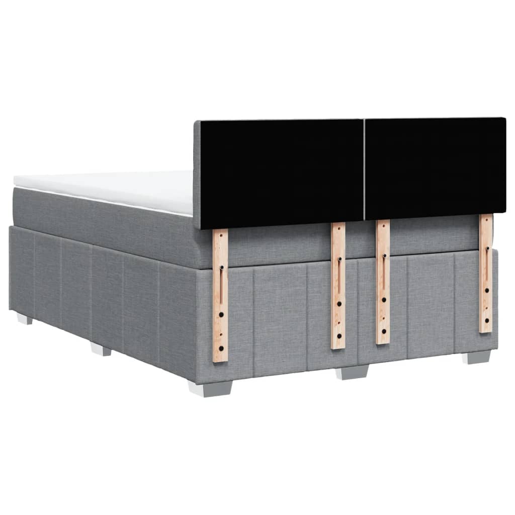 vidaXL Κρεβάτι Boxspring με Στρώμα Ανοιχτό Γκρι 140x200 εκ. Υφασμάτινο