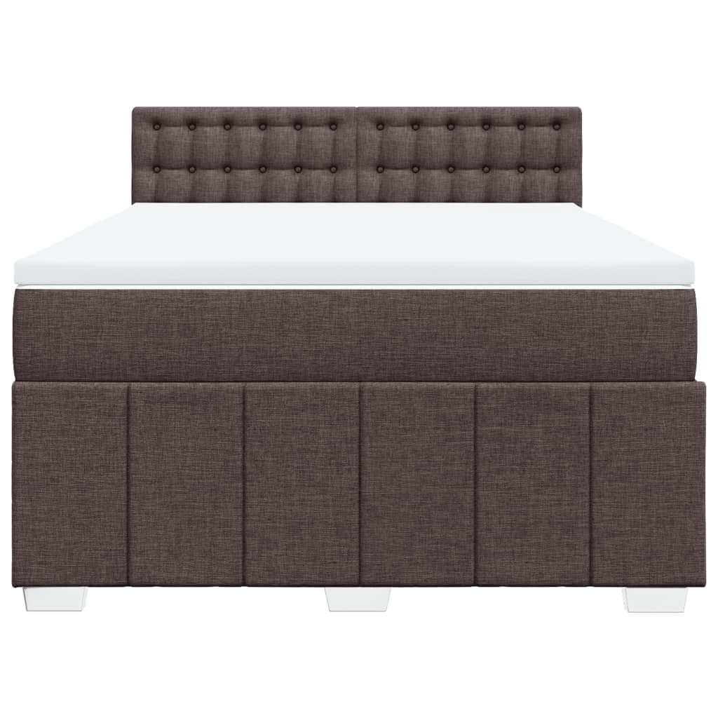 vidaXL Κρεβάτι Boxspring με Στρώμα Σκούρο Καφέ 140x200 εκ Υφασμάτινο