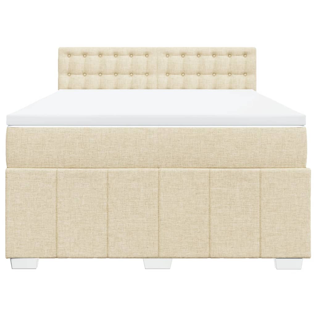 vidaXL Κρεβάτι Boxspring με Στρώμα Κρεμ 140x200 εκ. Υφασμάτινο