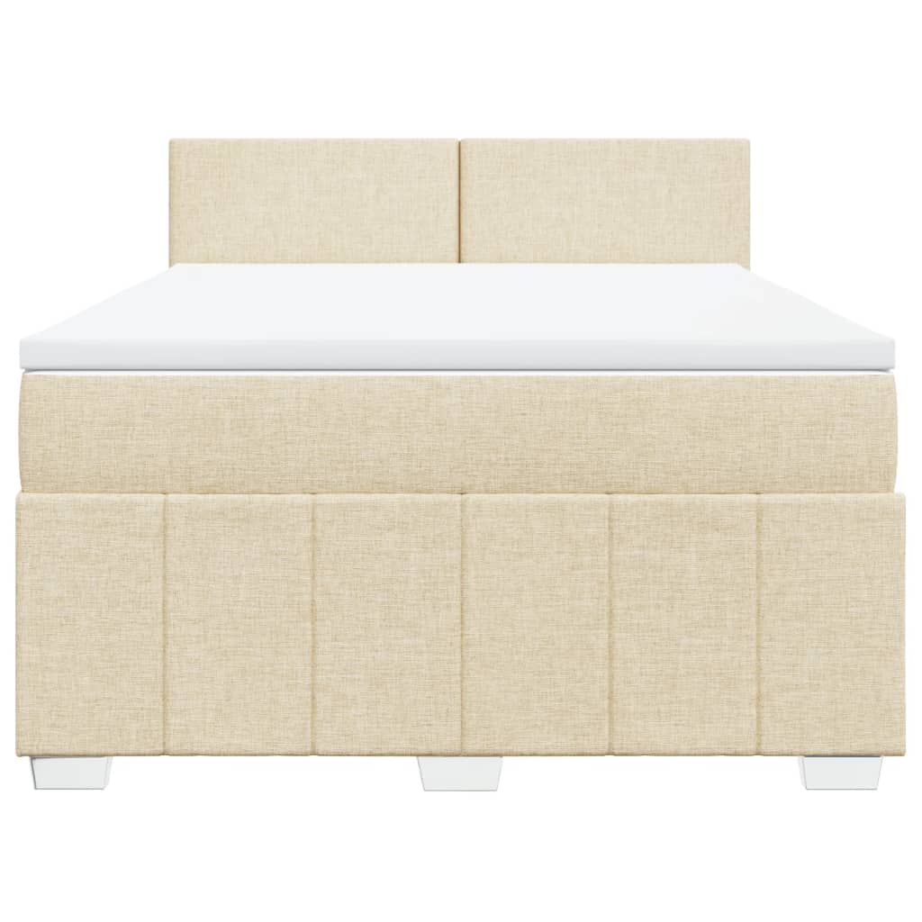 vidaXL Κρεβάτι Boxspring με Στρώμα Κρεμ 160x200 εκ. Υφασμάτινο