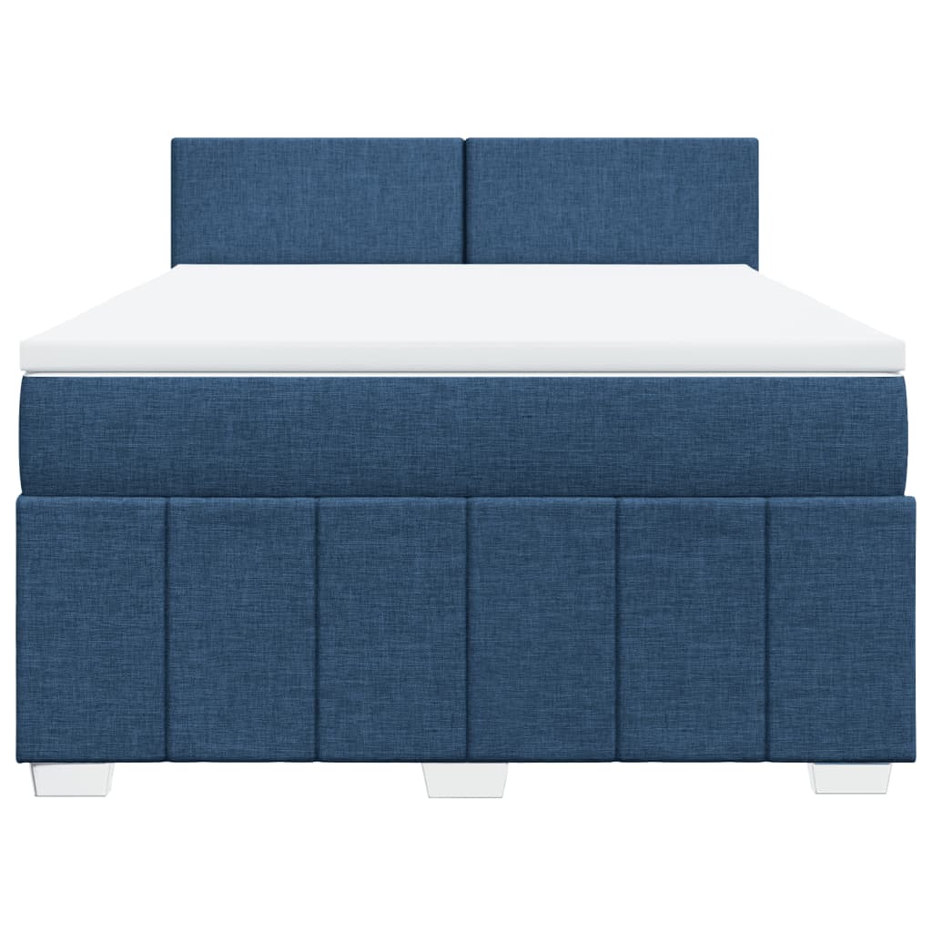 vidaXL Κρεβάτι Boxspring με Στρώμα Μπλε 160x200 εκ. Υφασμάτινο