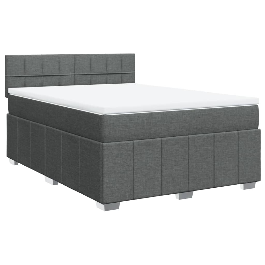 vidaXL Κρεβάτι Boxspring με Στρώμα Σκούρο Γκρι 160x200 εκ Υφασμάτινο