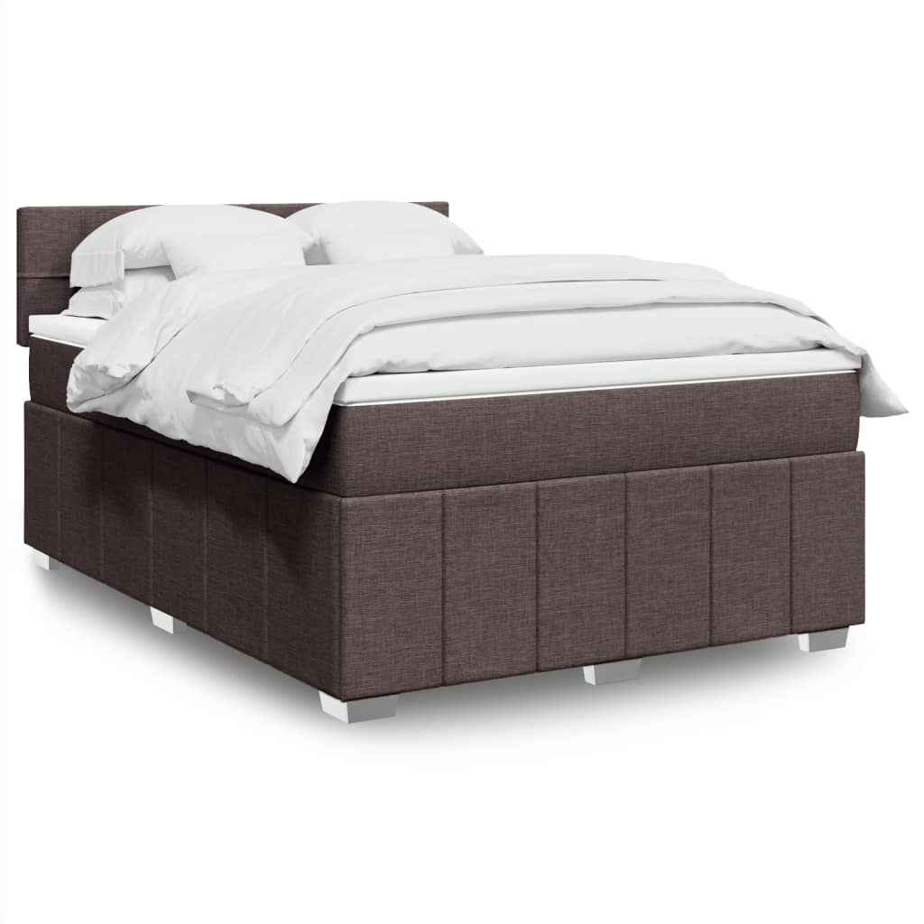vidaXL Κρεβάτι Boxspring με Στρώμα Σκούρο Καφέ 160x200 εκ Υφασμάτινο