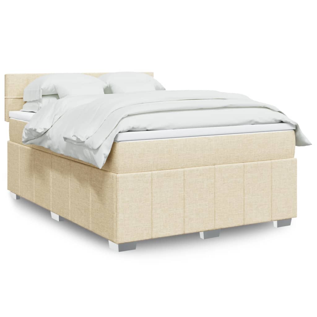 vidaXL Κρεβάτι Boxspring με Στρώμα Κρεμ 160x200 εκ. Υφασμάτινο